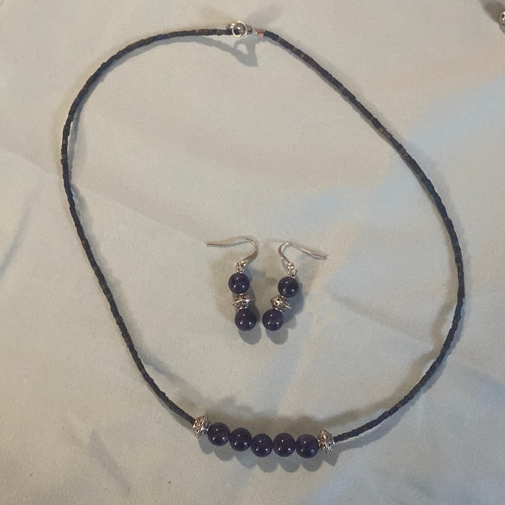 Hand-Beaded Necklace and Earring Set